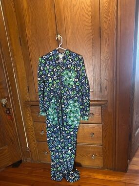 Diane Von Furstenberg Blue and Green Printed Track Jumpsuit